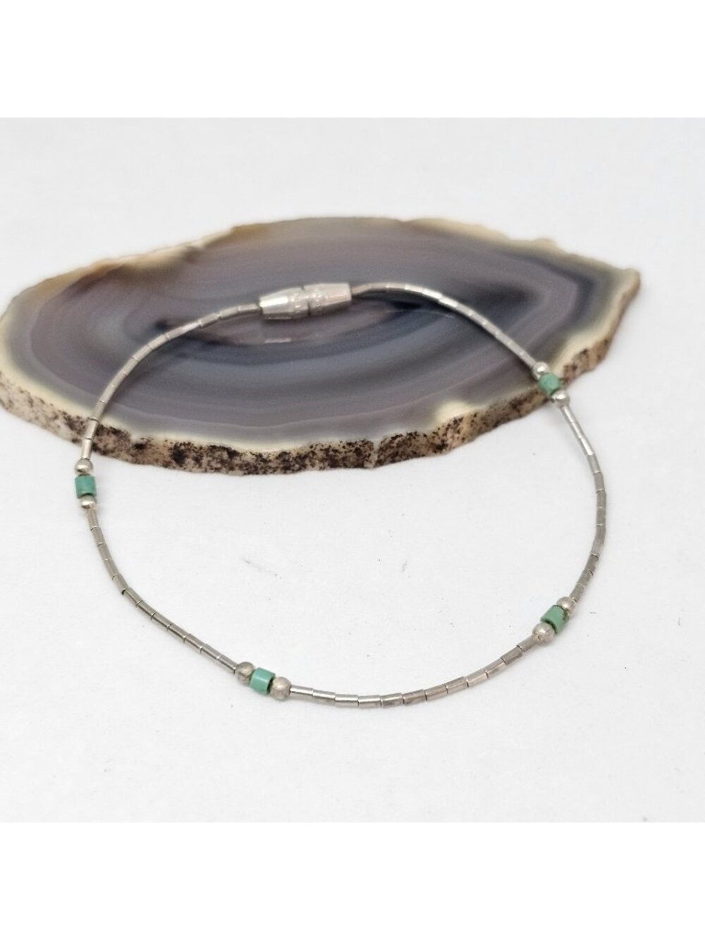 925 Sterling Silver Southwestern Liquid Silver Bead Bracelet 6.5" Long
